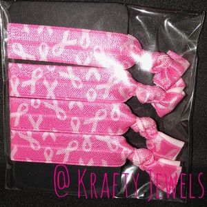 Breast Cancer Awareness Knot Hair Ties - Set of 4